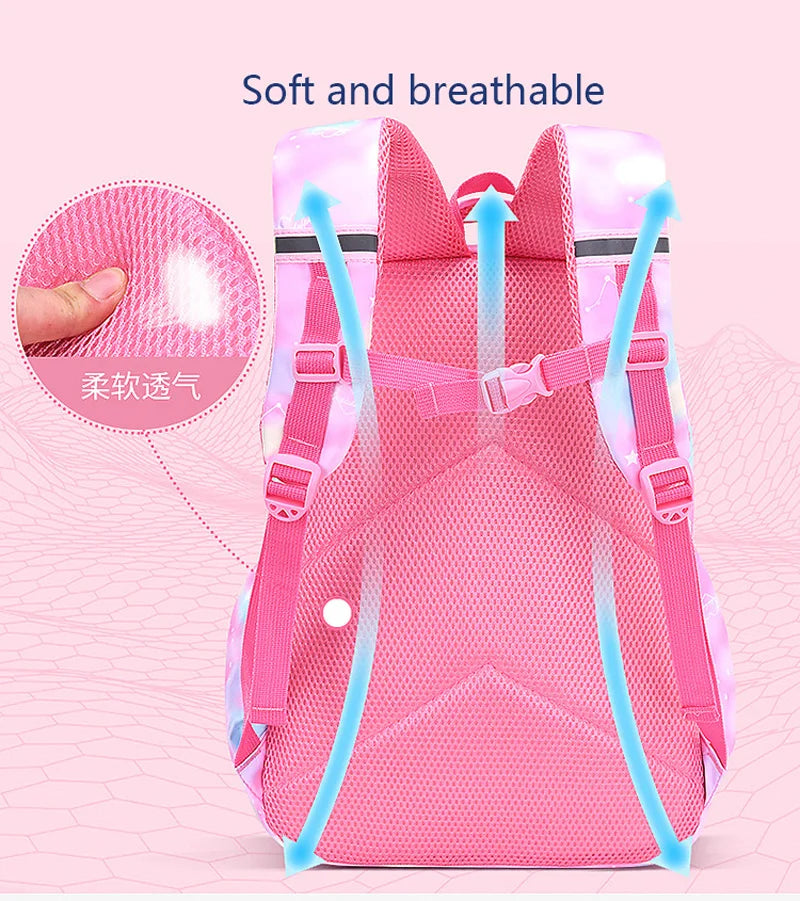 Children Girl Backpack School Bag Pink For Kid Child Teenage Schoolbag Primary Kawaii Cute Waterproof - Ohberri