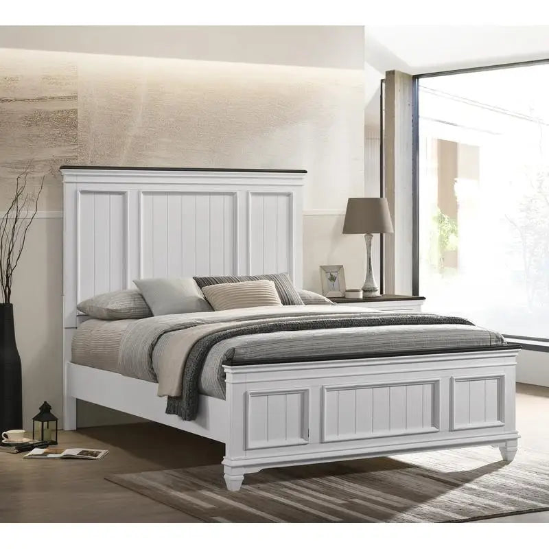 5-Piece Wood Bedroom Set with Shiplap Panel Queen Bed, Dresser, Mirror, Nightstand, and Chest - Ohberri