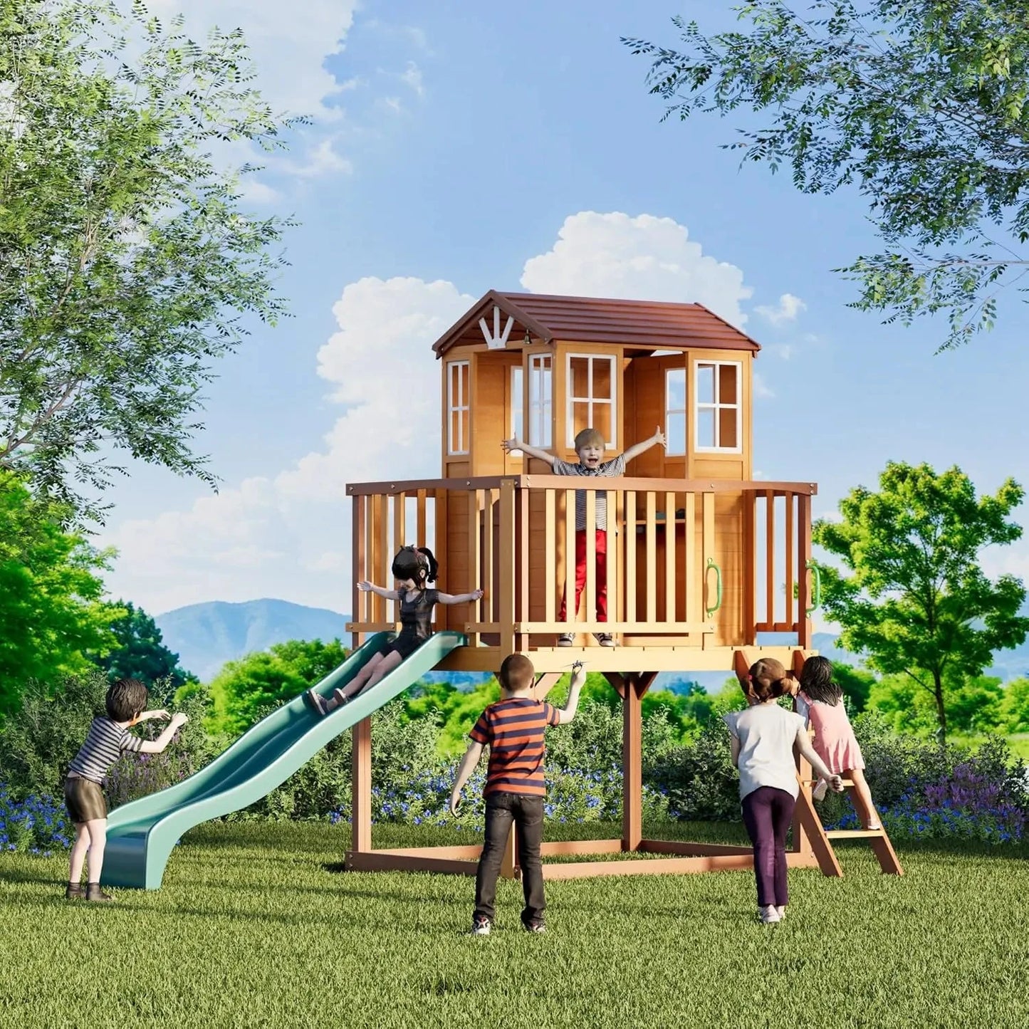 Outdoor Playhouse, Cedar Wooden Ohberri