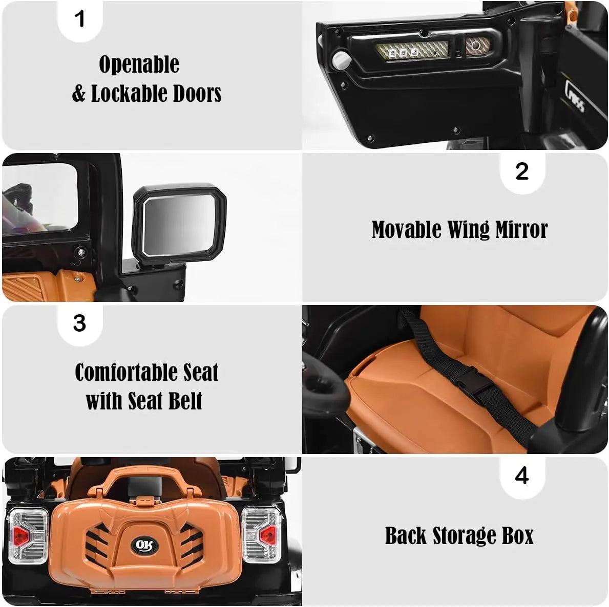 Ride On Car, 12V 2WD Powered Truck, Manual/Parental Remote Control Modes Ohberri