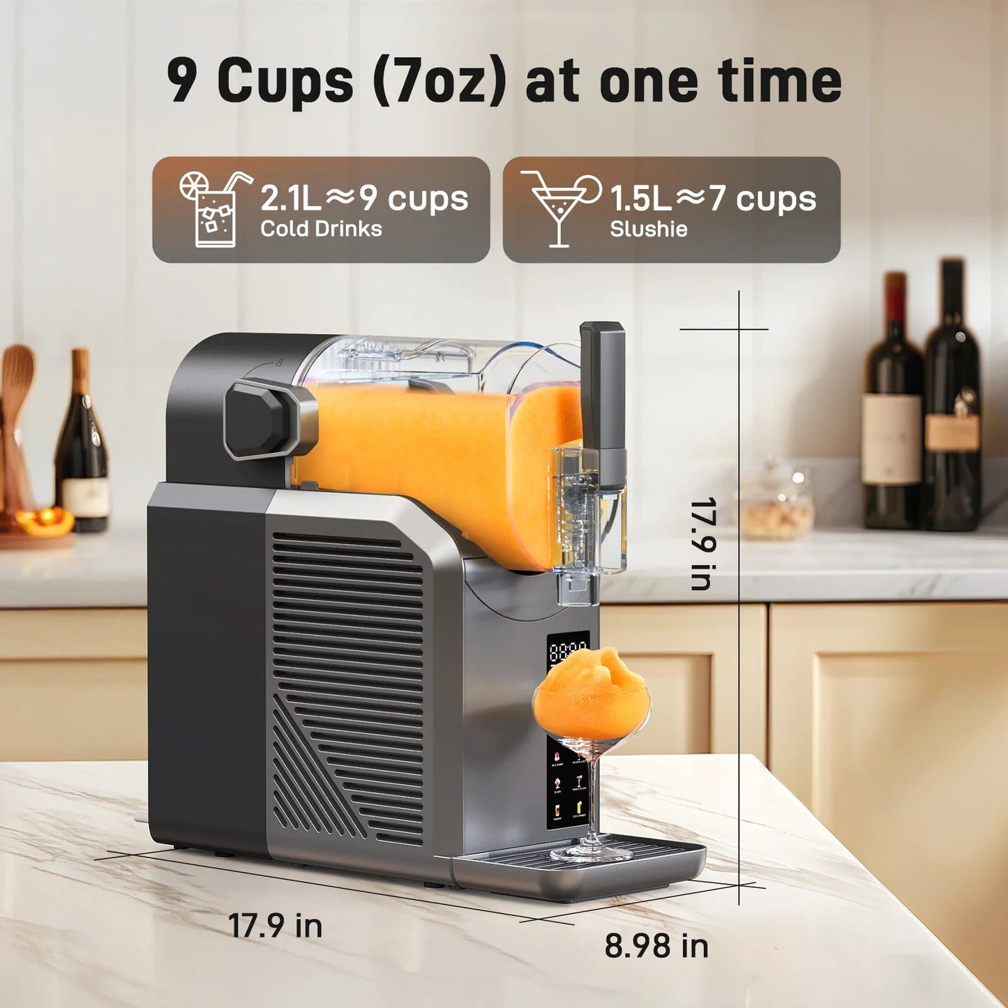 Professional Home Slushie Machine No Ice Needed Rapid Chill Technology 72 oz. Frozen Drink & Slushie Machine 7 Preset Programs Ohberri