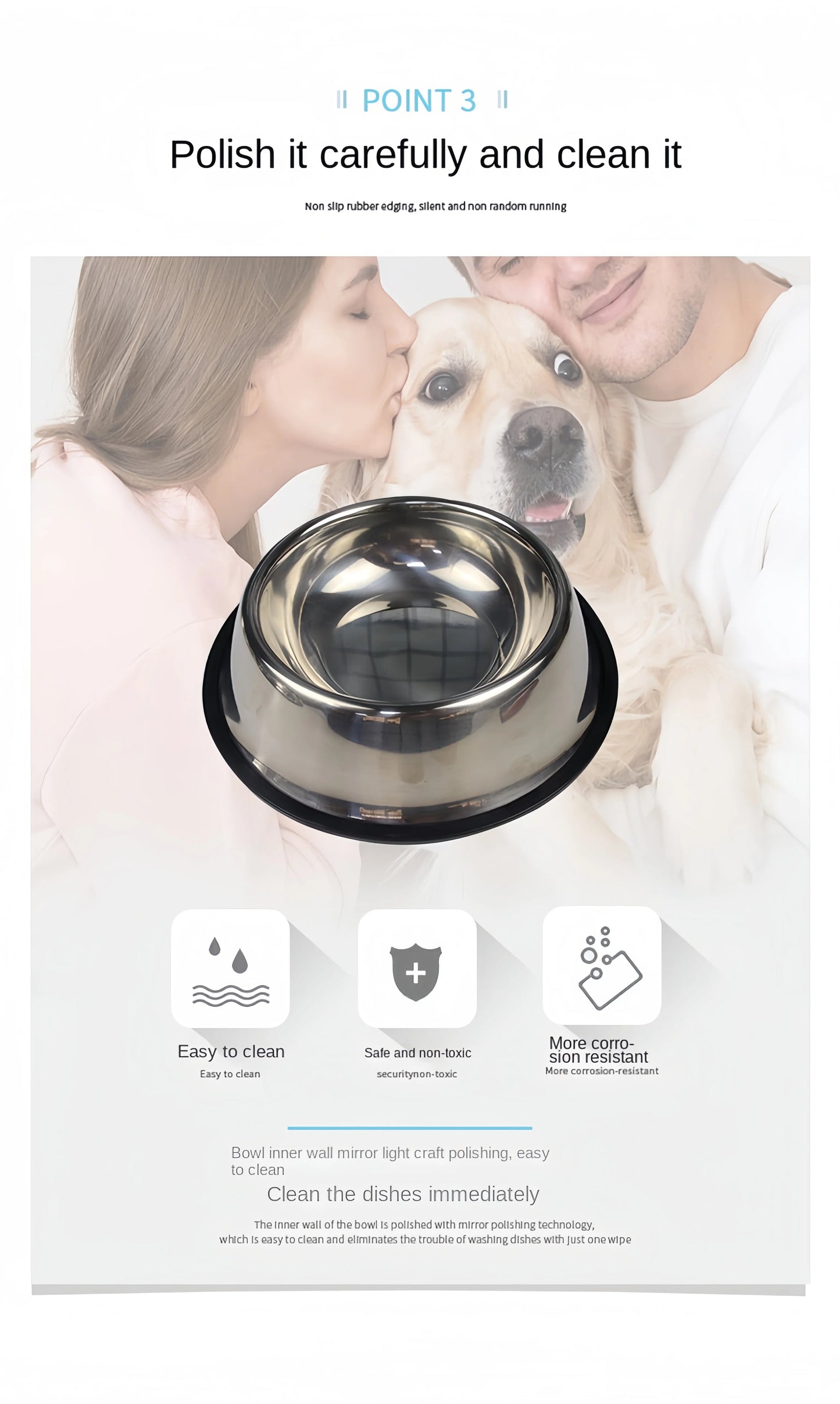 Pet Dog Cat Stainless Steel Bowl Pet Feeding Bowl Cat and Dog Drinking Bowl Metal Feeder Bowl Durable Easy To Clean 6 Sizes Ohberri