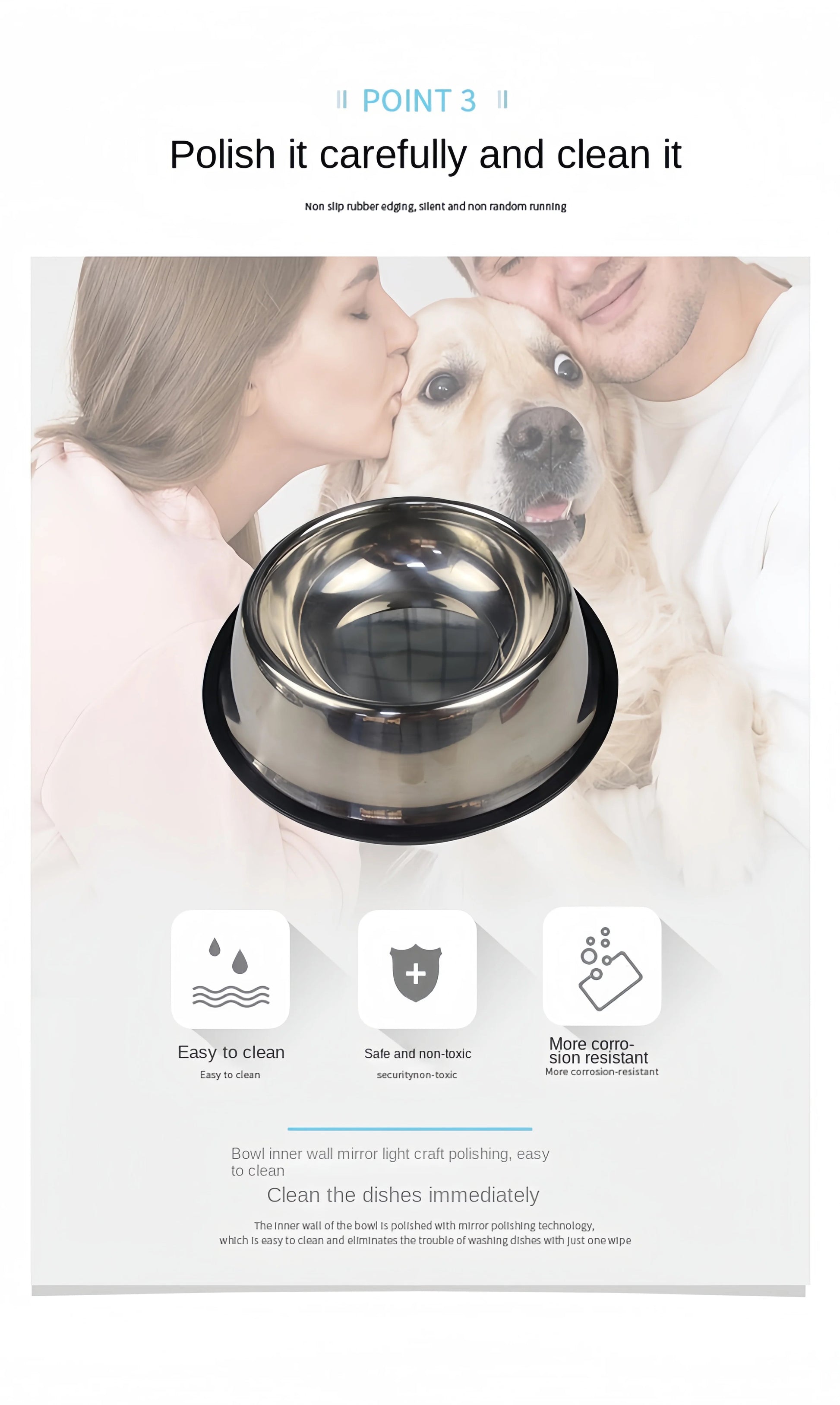 Pet Dog Cat Stainless Steel Bowl Pet Feeding Bowl Cat and Dog Drinking Bowl Metal Feeder Bowl Durable Easy To Clean 6 Sizes Ohberri