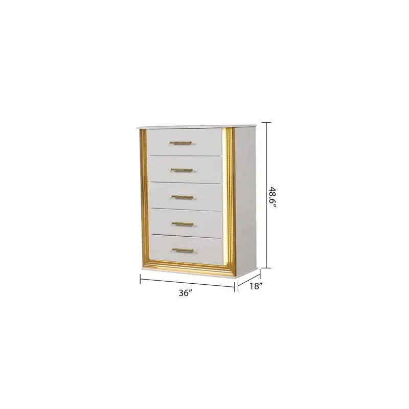 Contemporary 5PC King Bedroom Set in Wood with Gold Finish - Ohberri