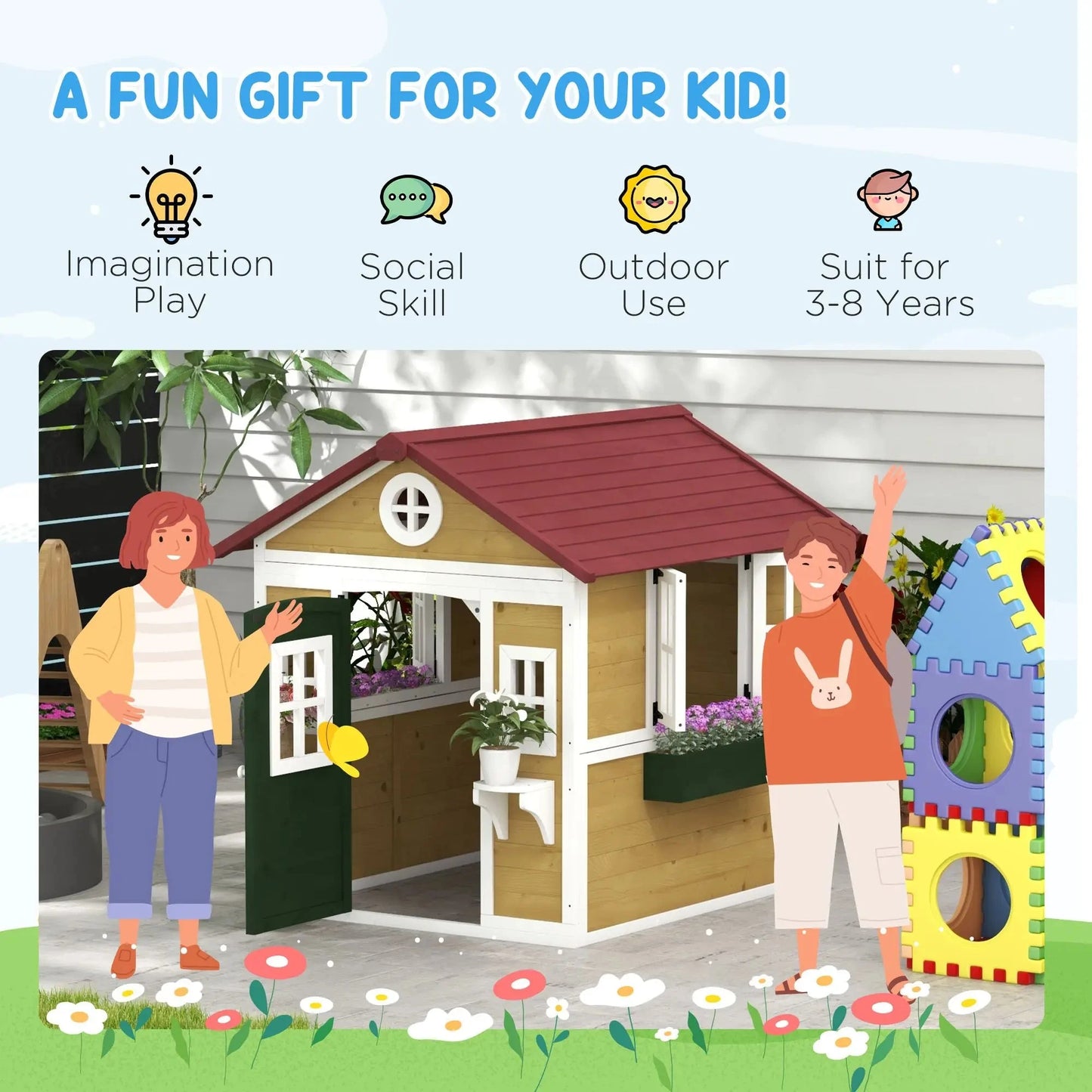 Wooden Playhouse for Kids Ohberri