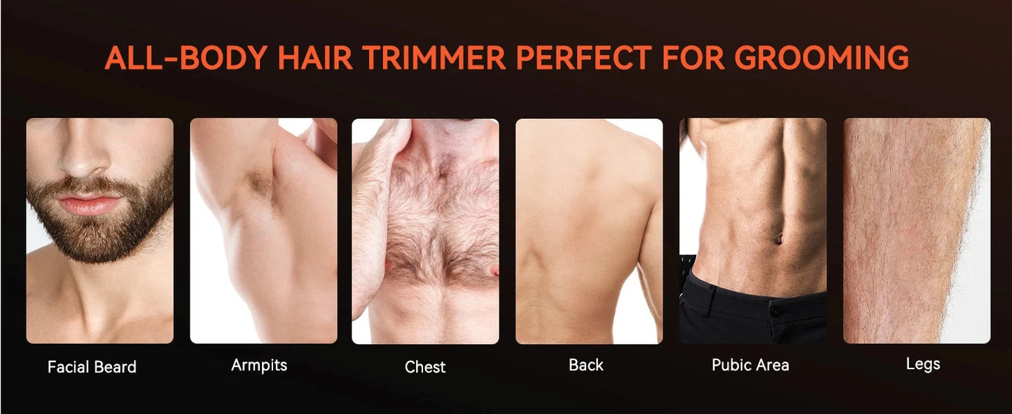 3 in 1 Men Bidirectional Body Hair Trimmer Electric Shaver IPX6 Waterproof Double-edged Razor Ohberri