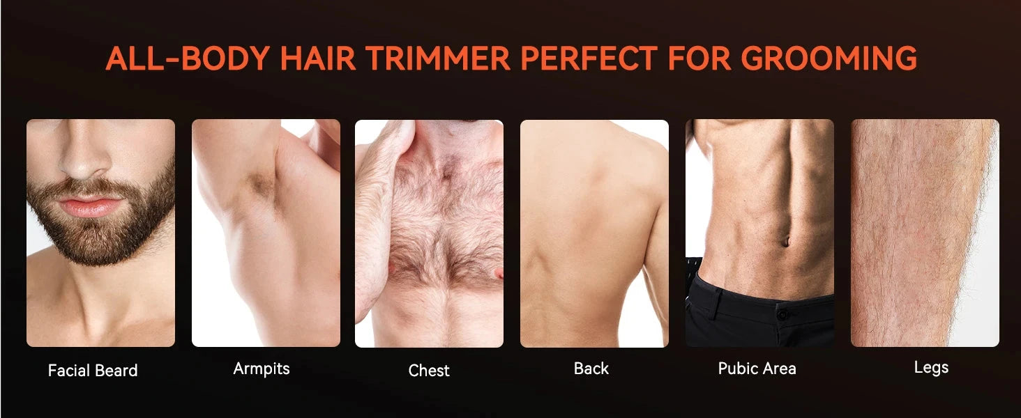 3 in 1 Men Bidirectional Body Hair Trimmer Electric Shaver IPX6 Waterproof Double-edged Razor Ohberri