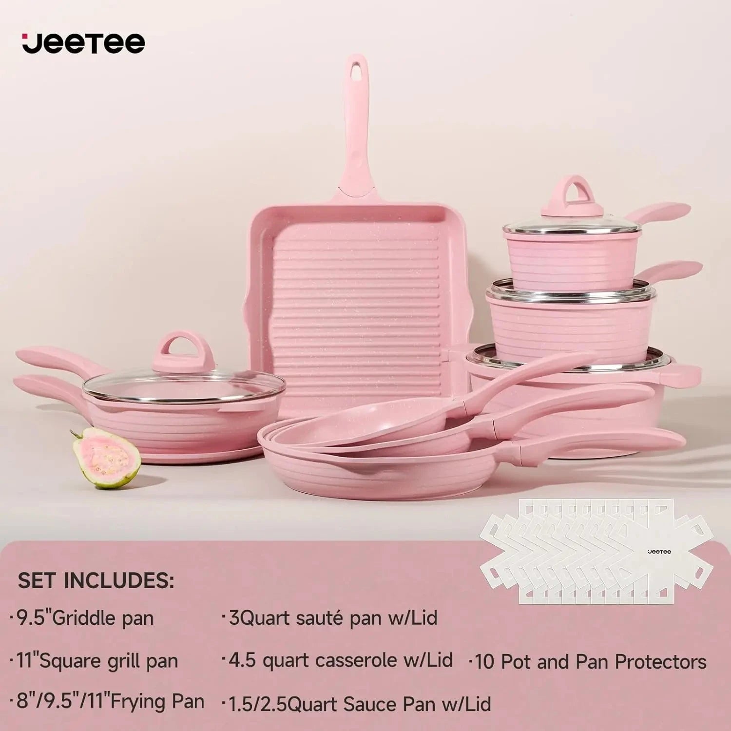 Pink Pots and Pans Set Nonstick 23pcs Induction Ohberri