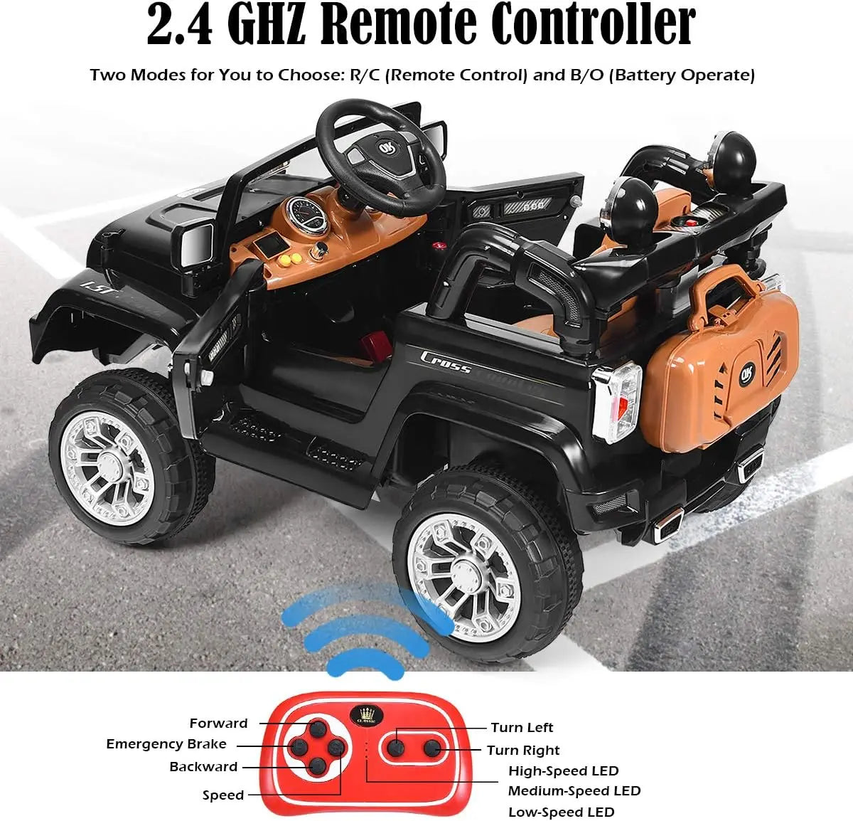 Ride On Car, 12V 2WD Powered Truck, Manual/Parental Remote Control Modes Ohberri