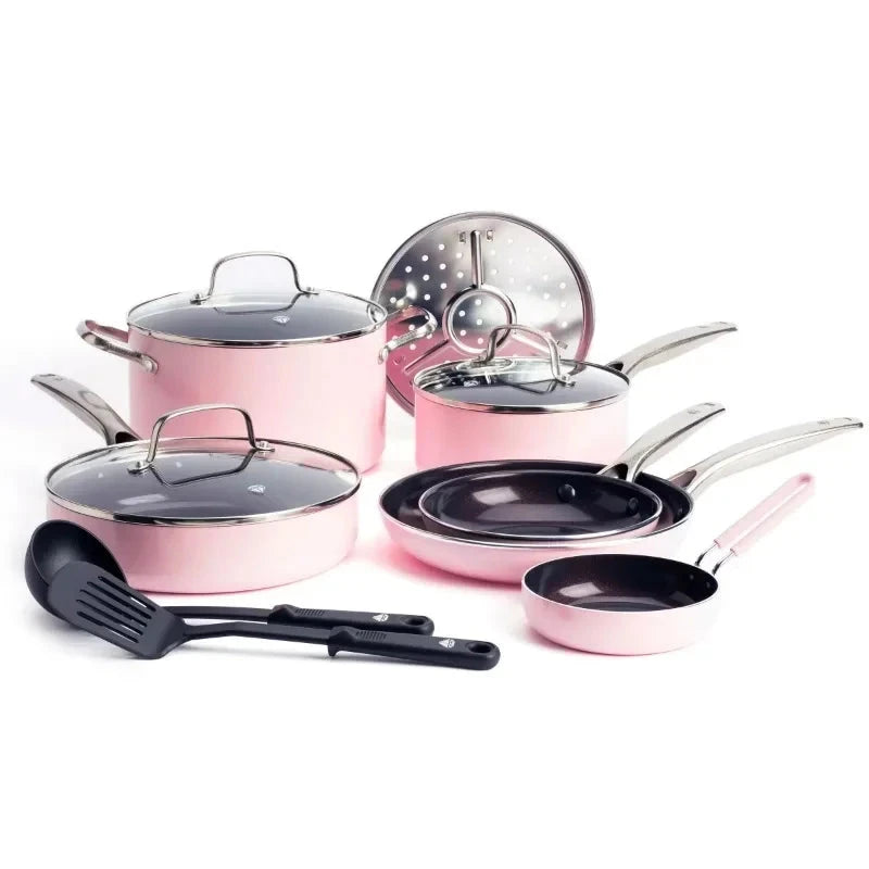 Blue Diamond 12-Piece Toxin-Free Ceramic Nonstick Pots and Pans Cookware Set Ohberri