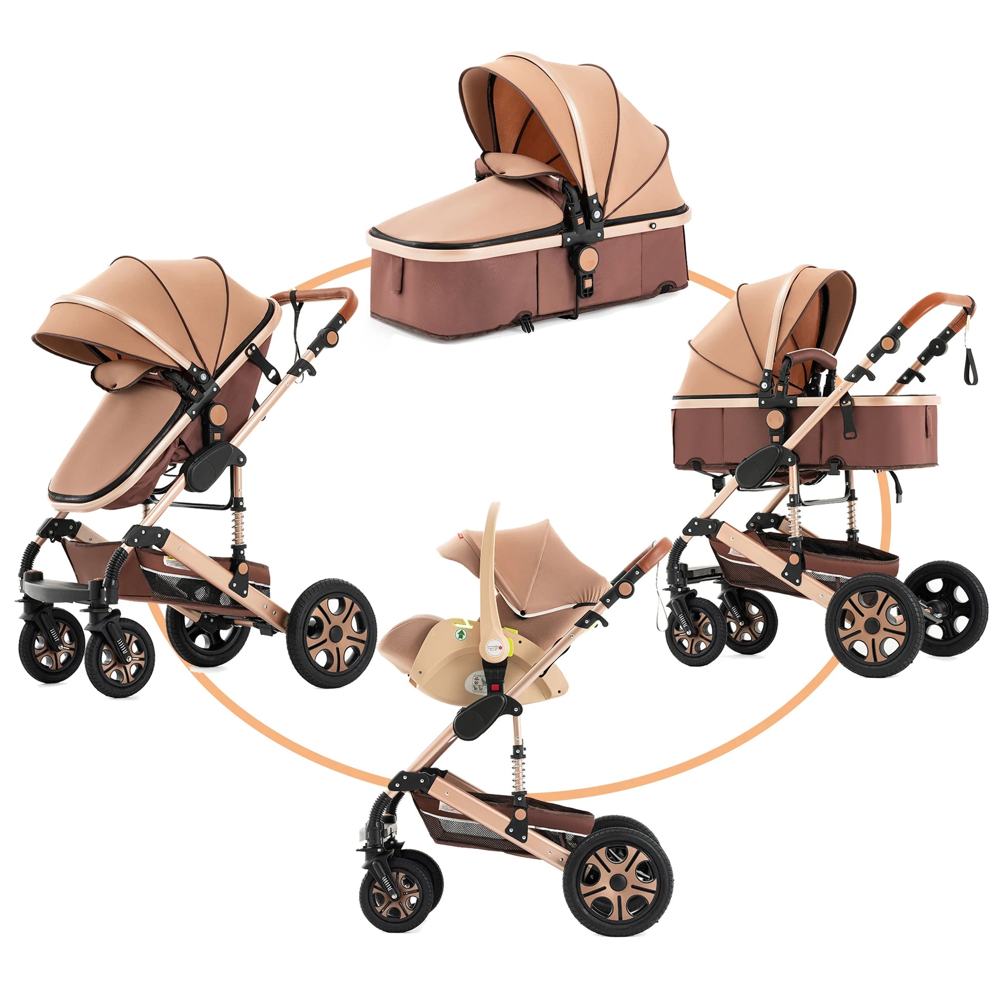 3 in 1 Baby Stroller with Isofix Base Reversible - Ohberri
