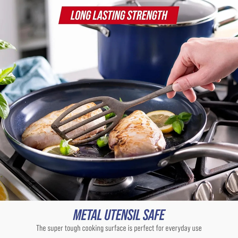 10 piece nonstick cookware set, diamond ceramic pots & pans & utensil Ohberri