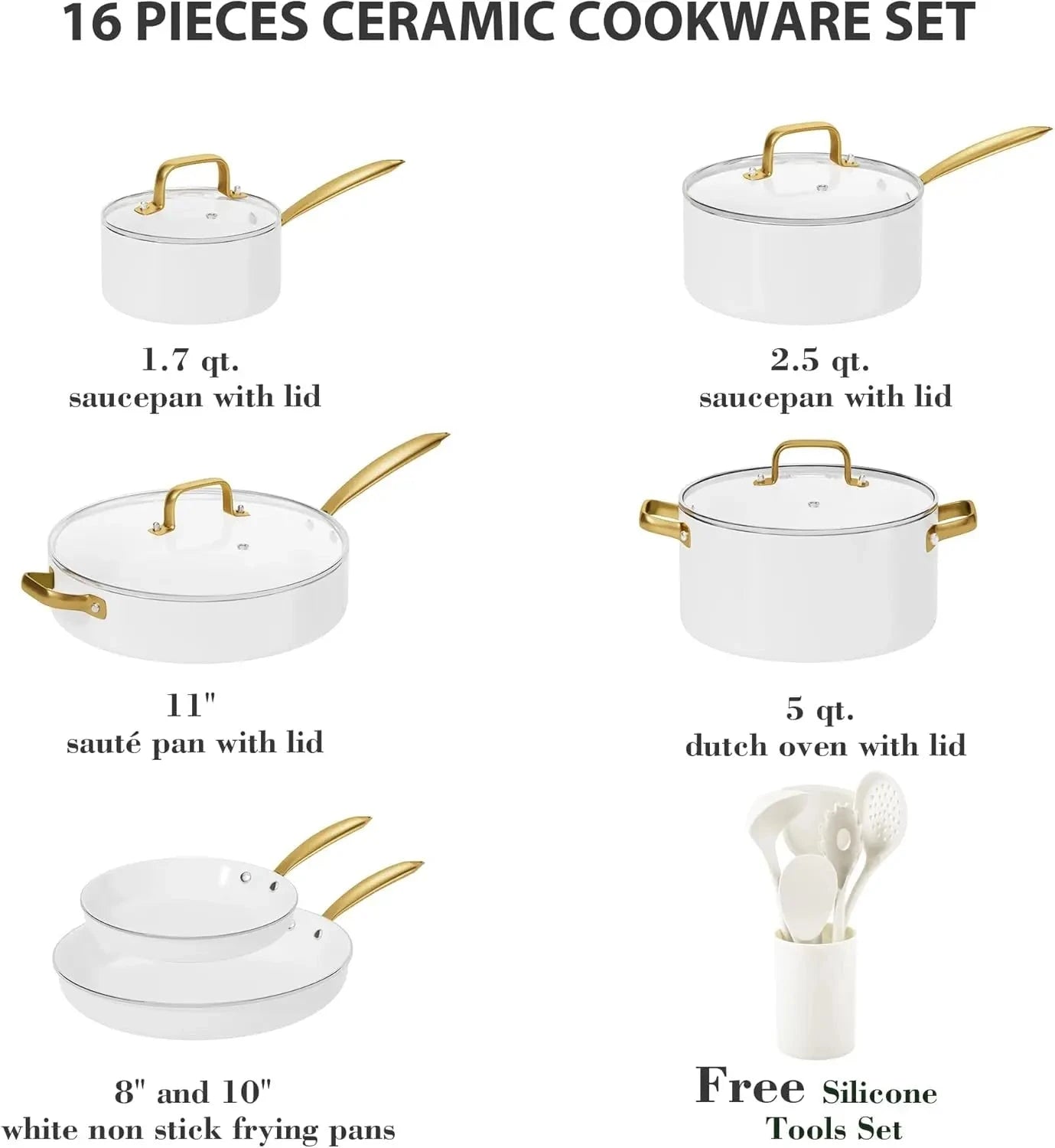 Pots and Pans Set Non Stick - Ceramic Cookware Set with Cooking Utensils Set, Non Toxic Ohberri