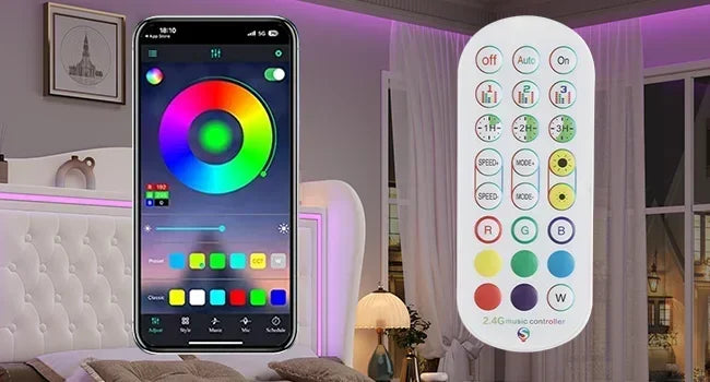 55" Tall Headboard LED, Tufted Velvet Upholstery, 2 Storage Drawers, Wood Slats- Beige - Ohberri