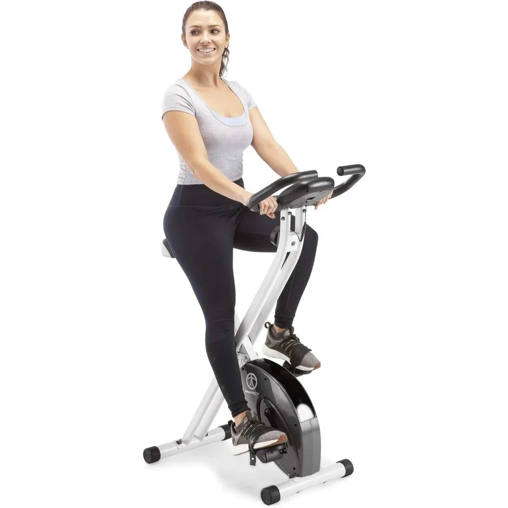 Foldable Upright Exercise Bike with Adjustable Ohberri