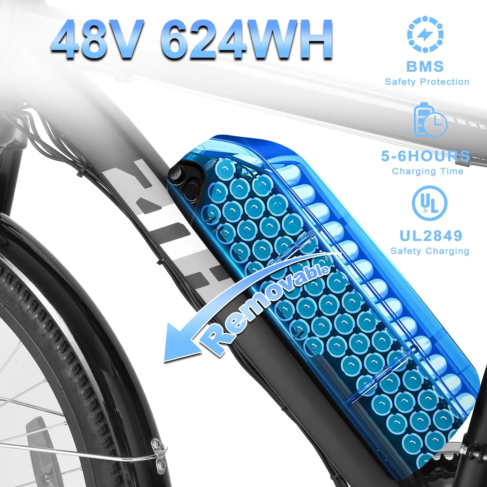 1000W Motor Peak 48V Electric Bike 26 inch Electric Mountain Bike 50Miles Range 20MPH - Ohberri