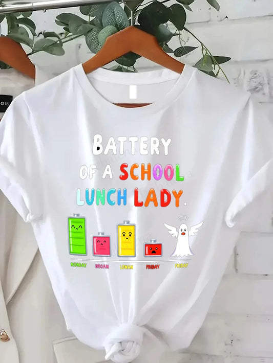 Funny School Lunch Lady Battery T-Shirt Ohberri