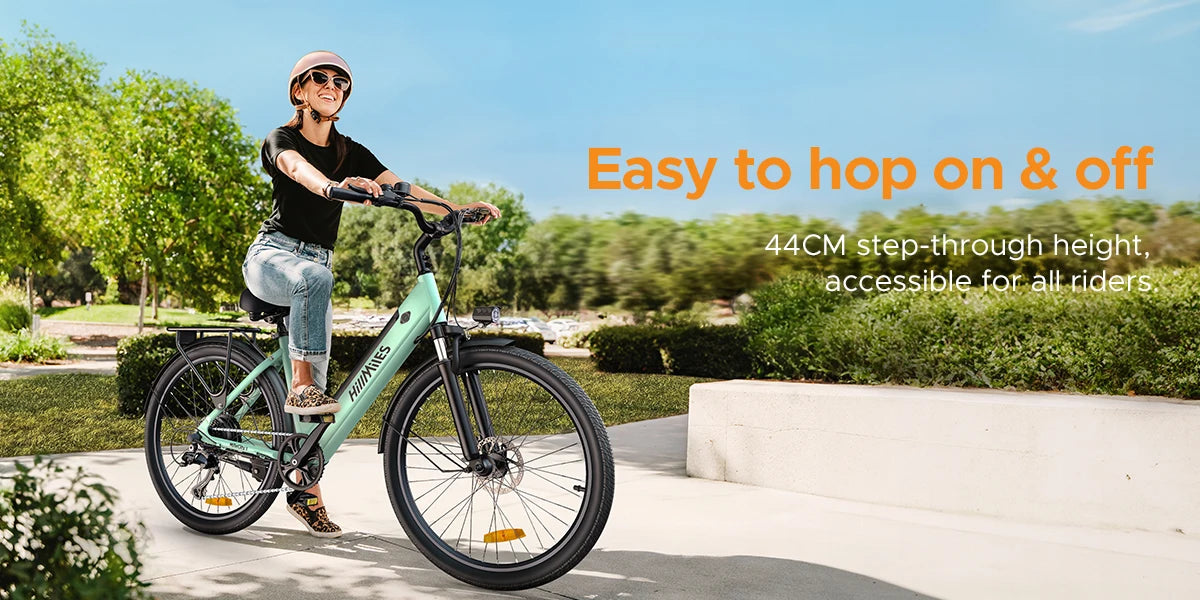26'' Commuter Electric Bicycle 700W Peak Motor 7 Speed Electric Bike, Green - Ohberri