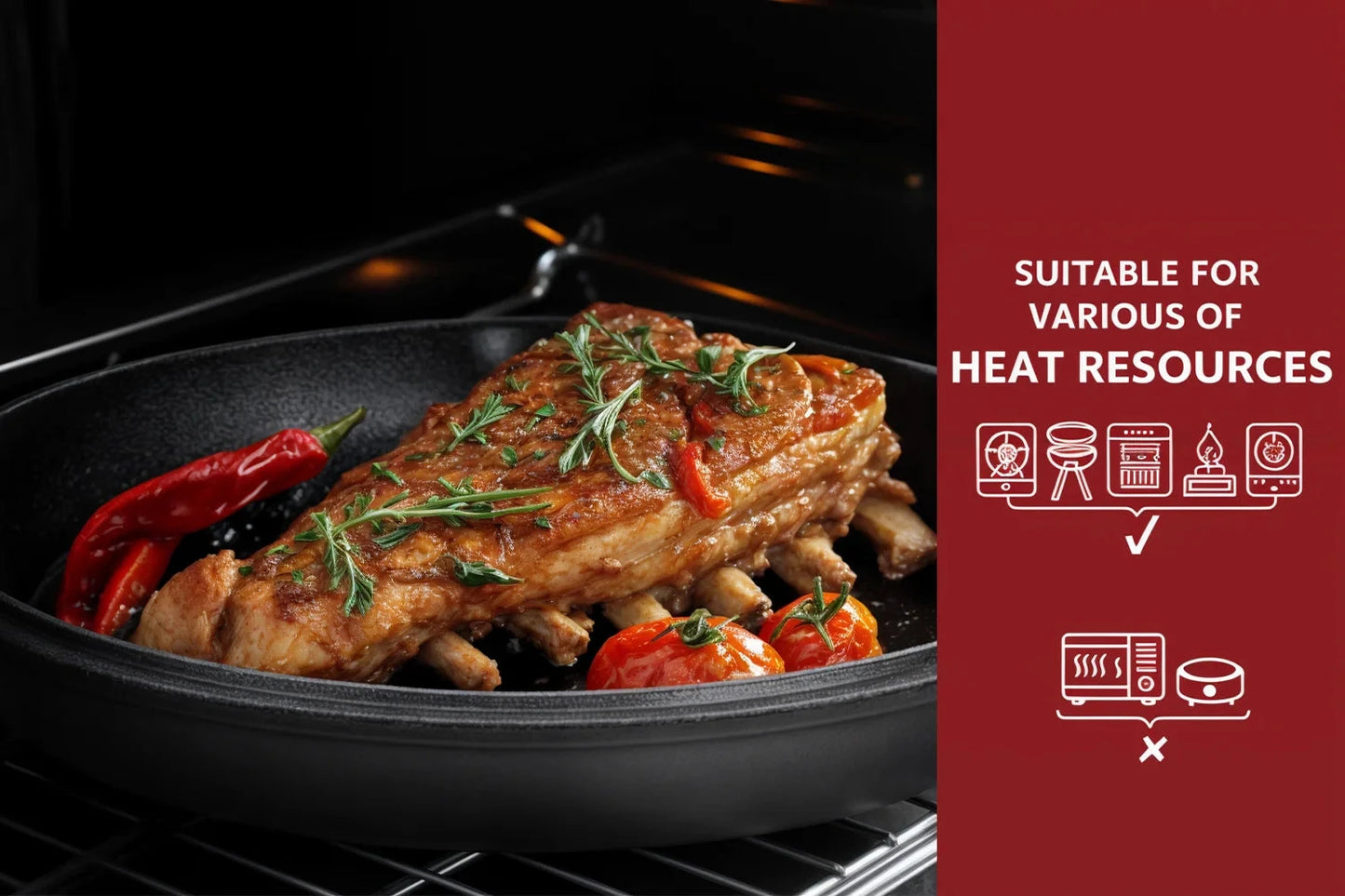 Dutch Oven & Skillet Combo,Preseasoned Cast Iron Cookware Set,2-In-1 Multi Cooker Ohberri