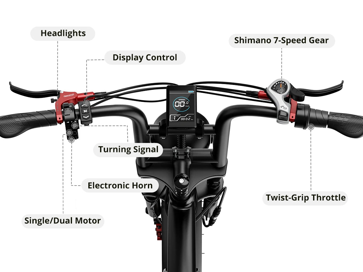 Electric Bike 2000W Dual Motor 48V 25AH Battery 20" - Ohberri