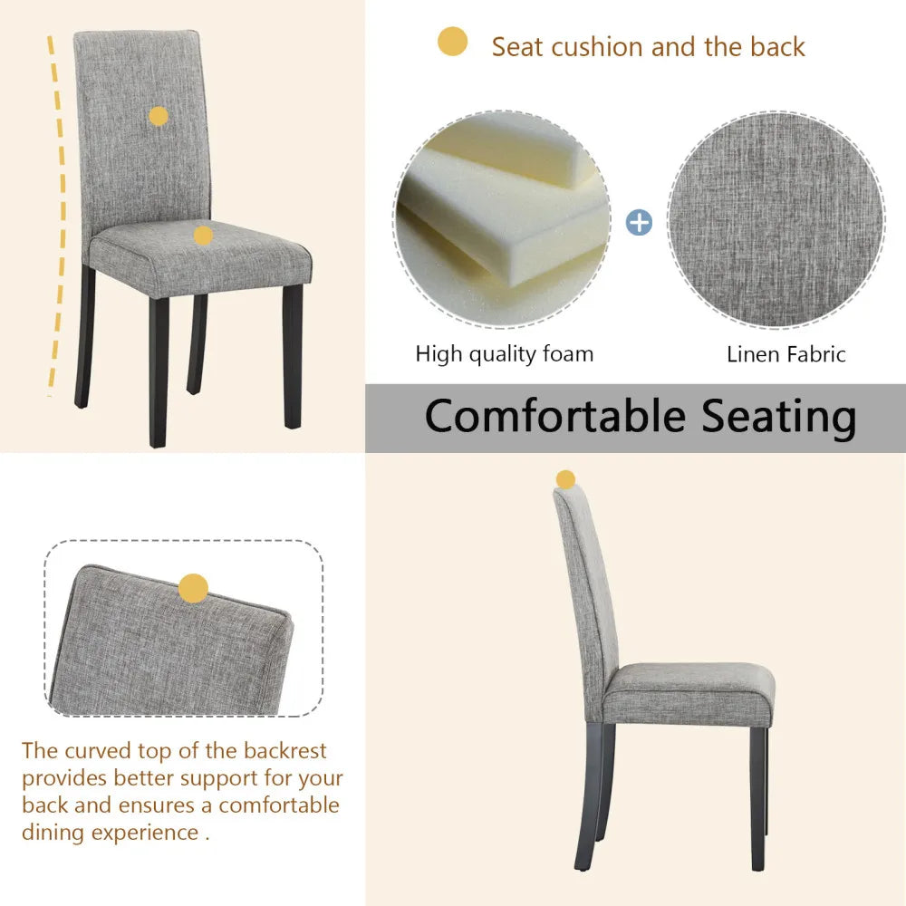 5-Piece Dining Set with Faux Marble Tabletop, Faux Marble dining table set for 4, Modern Wooden Dining Table Set for Kitchen - Ohberri