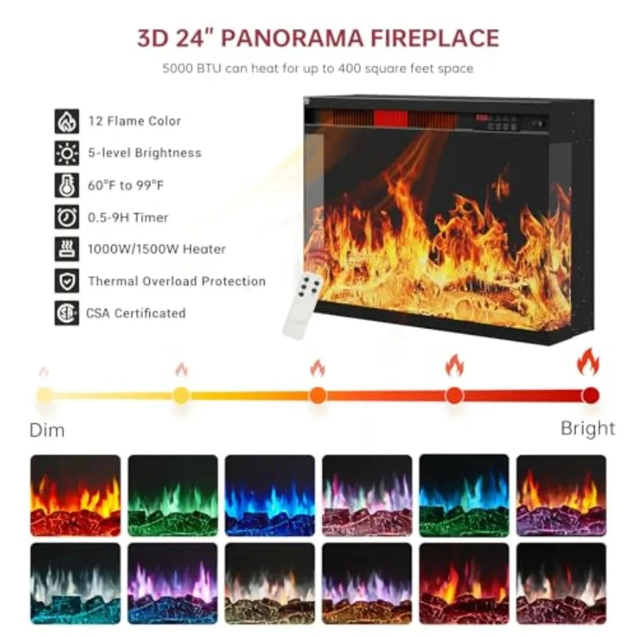 59'' Fireplace TV Stand 3 Sided Glass Media Entertainment Center Console Table for TVs up to 65'' Ohberri