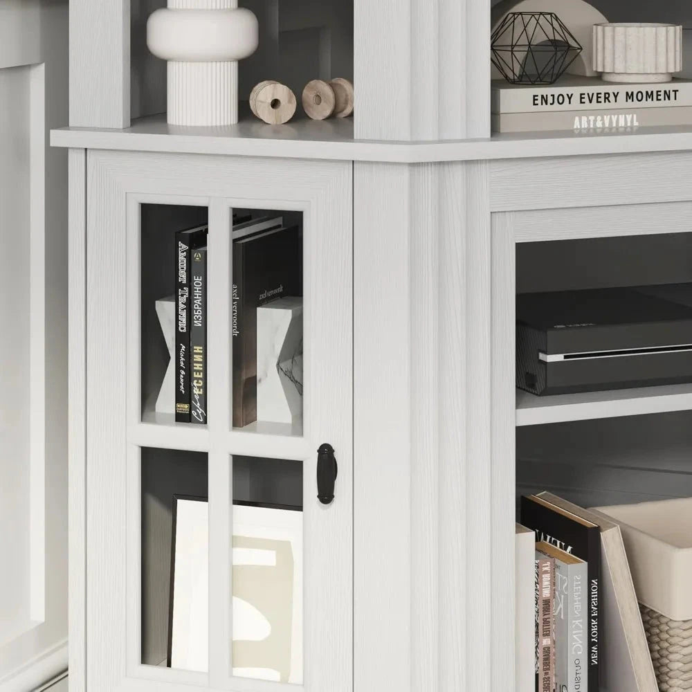 Corner tv stand with fireplace for 55" televisions, storage cabinets Ohberri