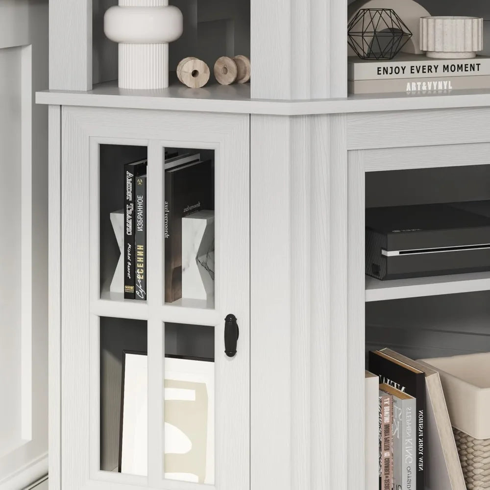 Corner tv stand with fireplace for 55" televisions, storage cabinets Ohberri