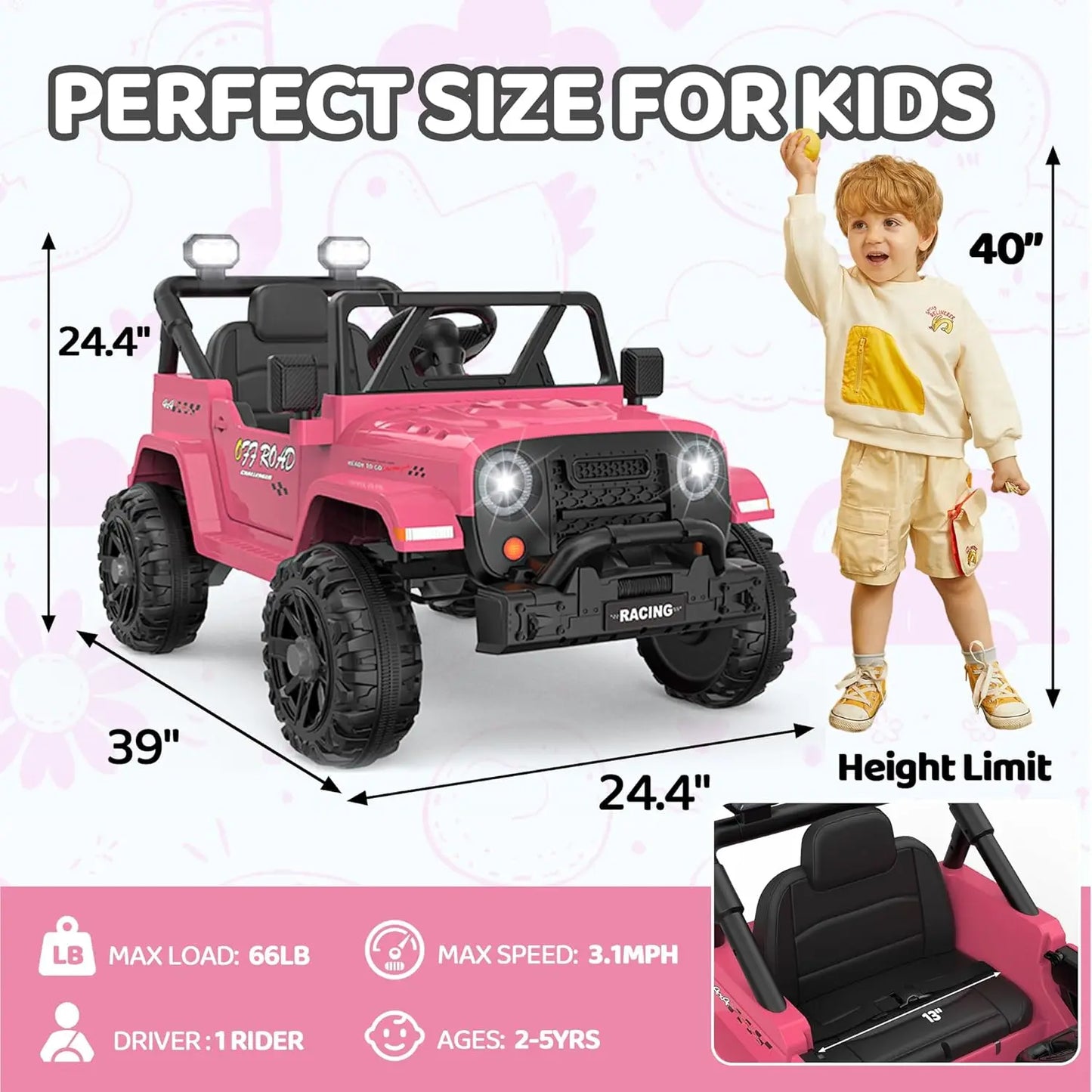 12V Ride On Truck Car with Remote Control with Bluetooth Music - Ohberri