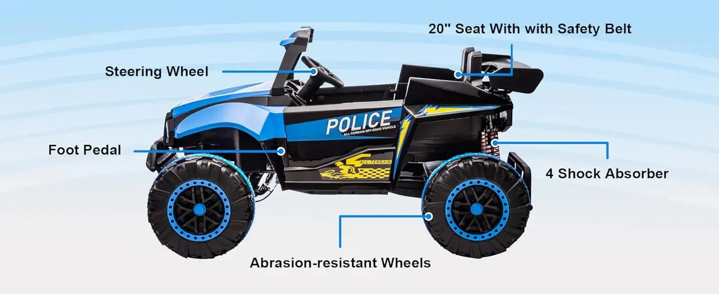 24V Police Car Ride On with Remote Control (Blue) Ohberri