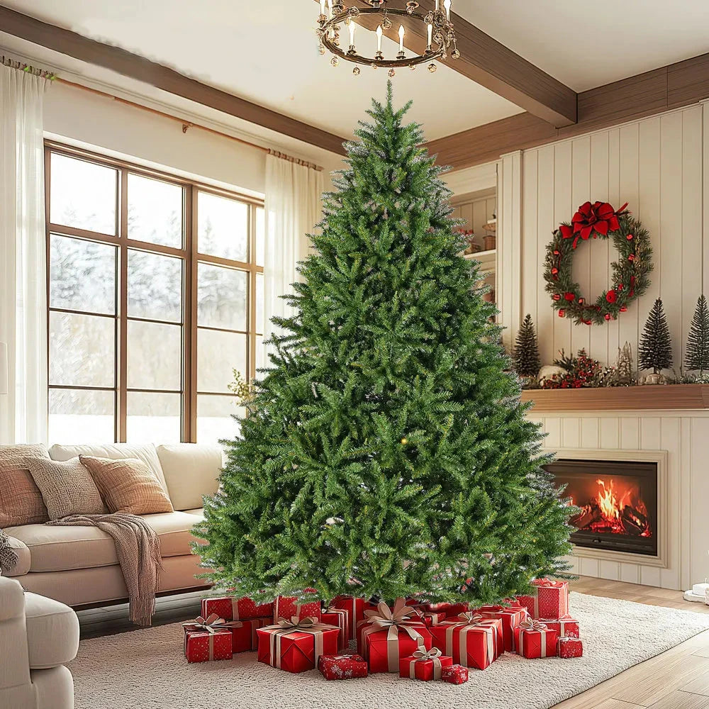 9ft Unlit Hinged Christmas Tree, 3655 Tips, Metal Stand Ohberri