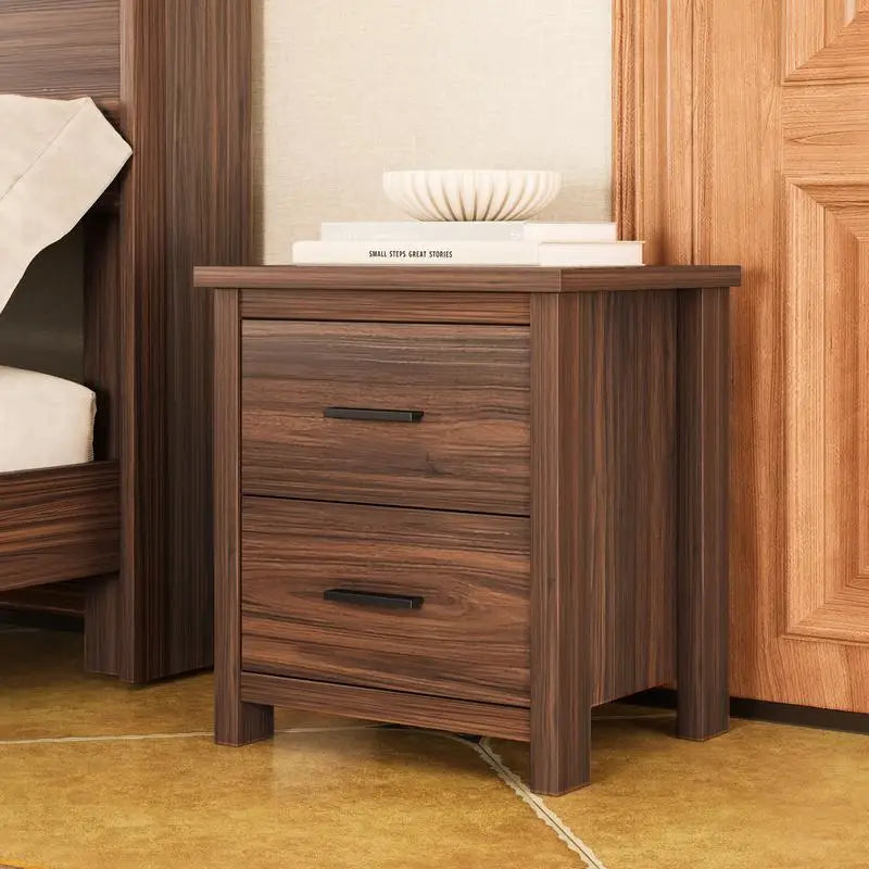 4-Piece Bedroom Set, Queen Size Bed Frame with Storage Headboard & Charging Station, 2 Nightstands with 2 Drawers - Ohberri