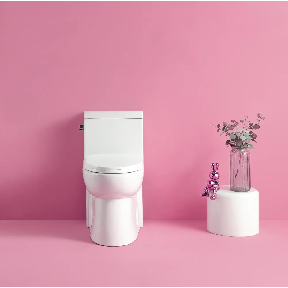 1.28 GPF Single-flush One Piece Toilet, Water-Saving Elongated Ohberri
