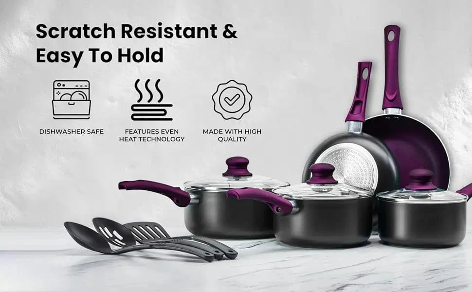 Pots And Pans Set Kitchen Cookware Sets Nonstick Aluminum Cooking Essentials 11 Pieces Ohberri