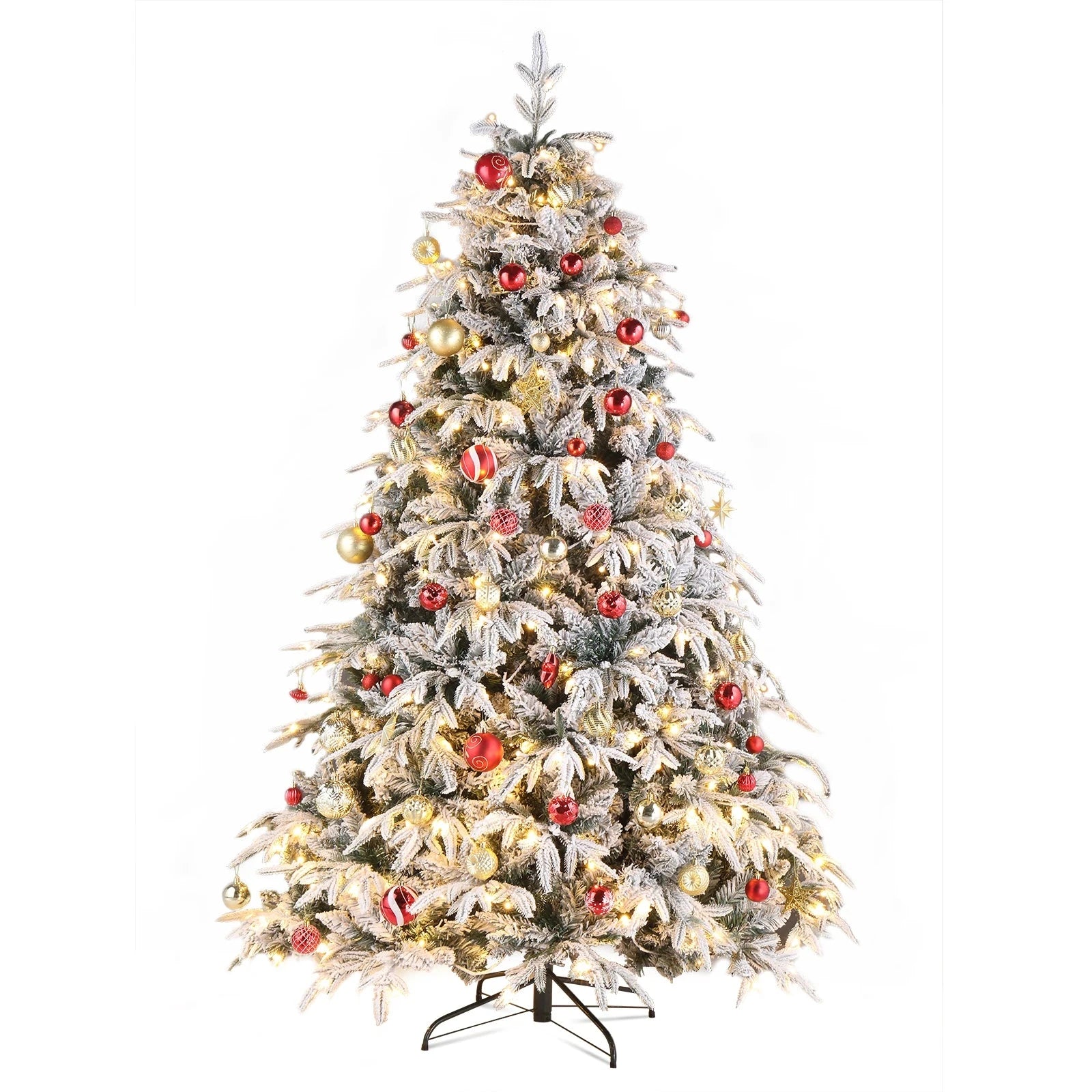 7ft Automatic Tree Structure Single-Sided PVC Material Green Flocking 1687 Branches 450 Lights Warm Color 8 Modes Ohberri
