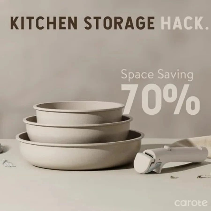 35pcs Pots and Pans Set Non Stick Cookware Set with Removable Handles for Oven Safe up to 450F Ohberri