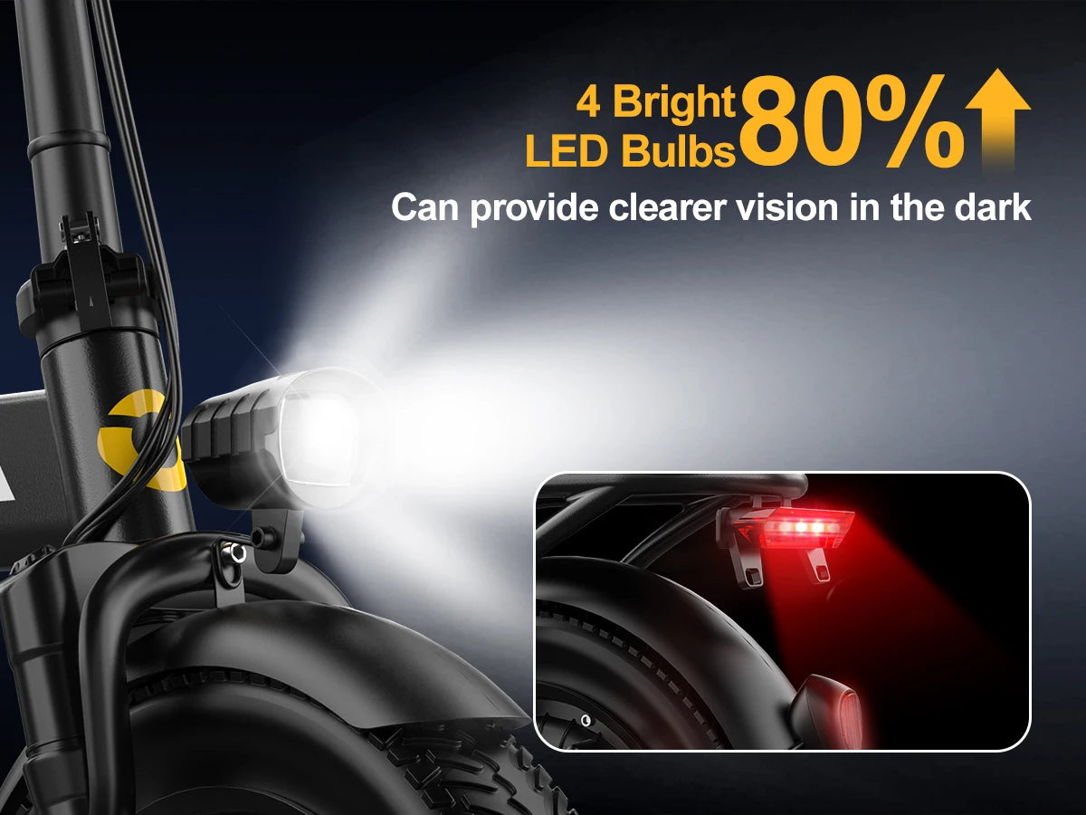 Electric Bike 750W Peak Motor 48V15AH LCD Display 14-inch Tire Electric Bicycle - Ohberri