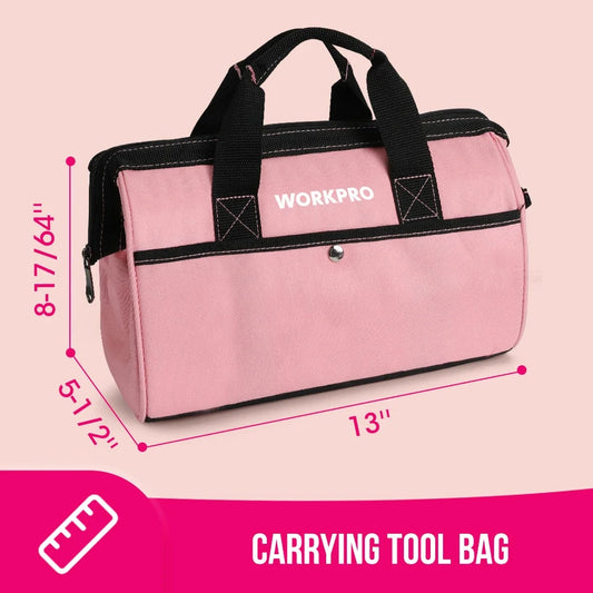 WORKPRO 53-Piece Pink Tool set with Electric Cordless Screwdriver Ohberri