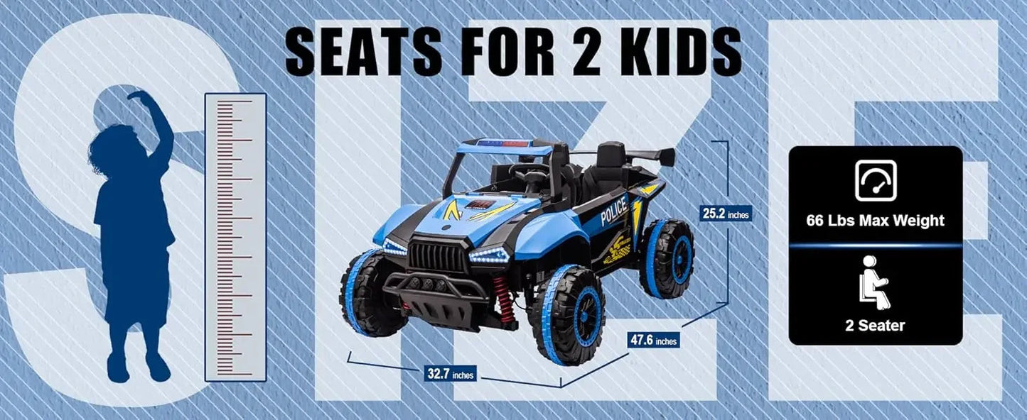 24V Police Car Ride On with Remote Control (Blue) Ohberri