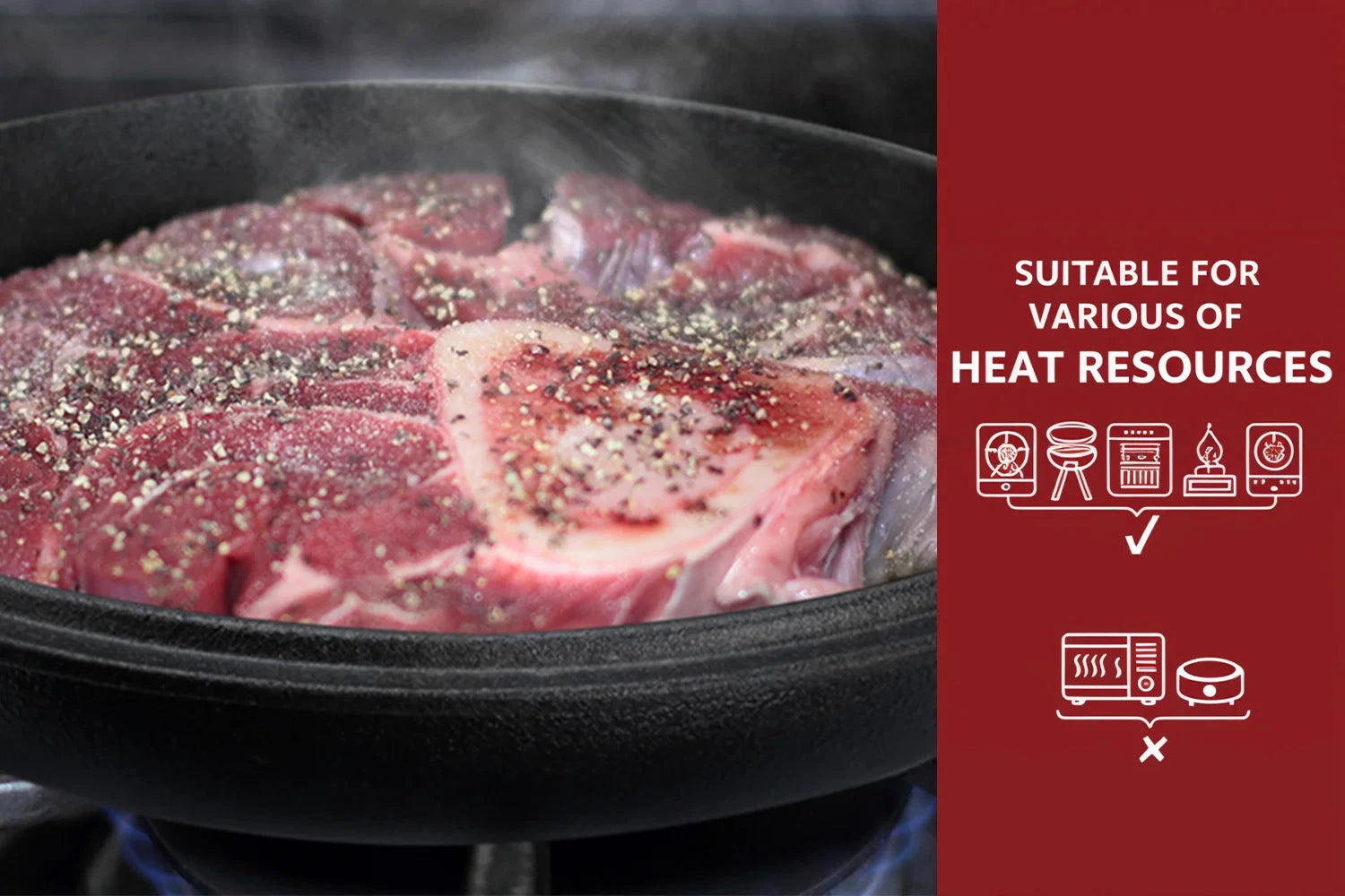 Dutch Oven & Skillet Combo,Preseasoned Cast Iron Cookware Set,2-In-1 Multi Cooker Ohberri