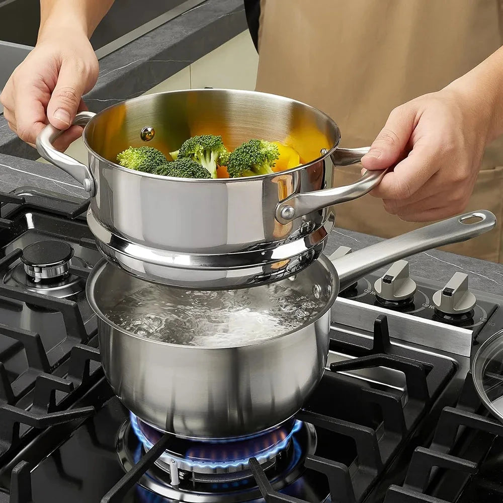 Stainless Steel Cookware Set 10pcs, All Stoves Compatible, Stainless Steel Oven Safe Ohberri