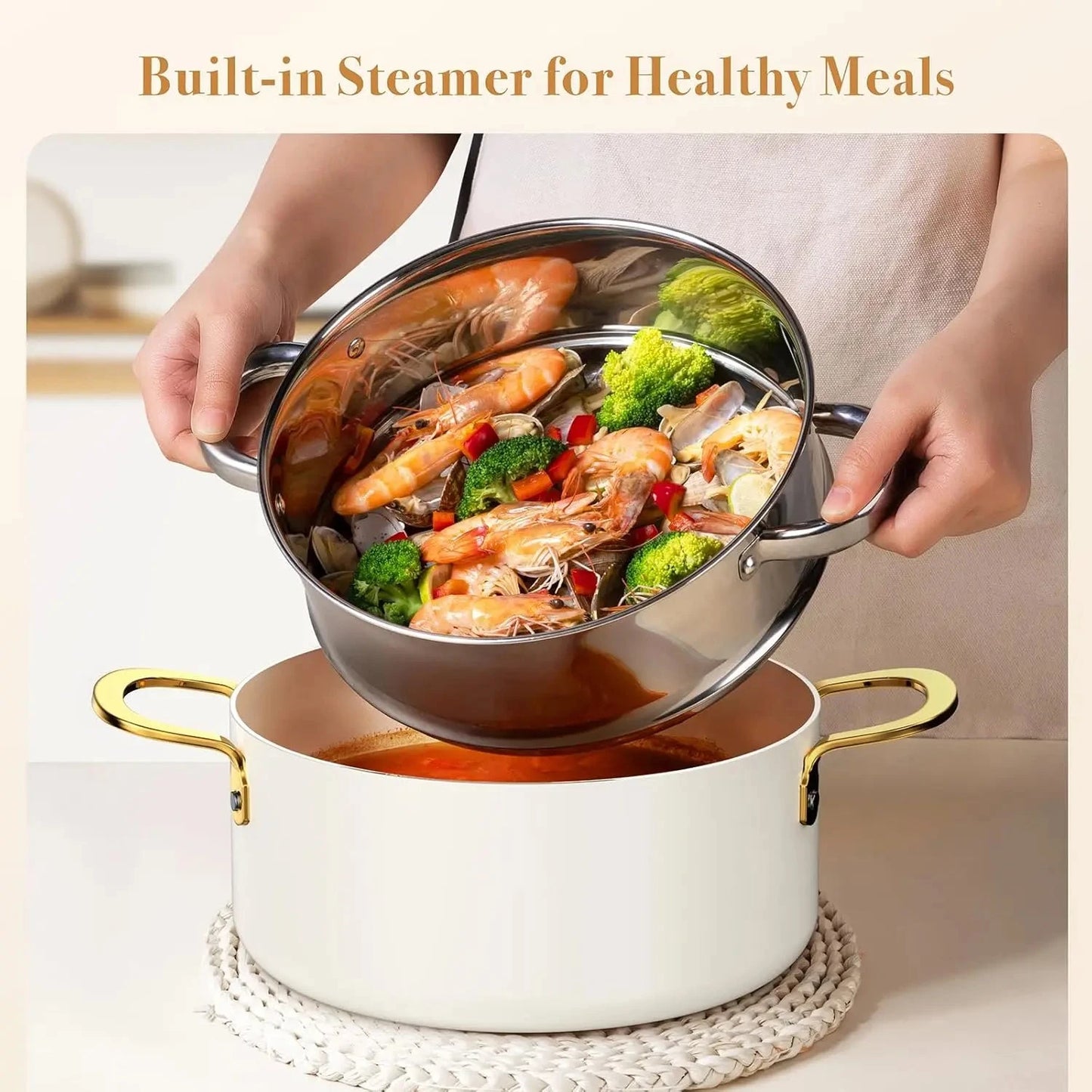 15-Pieces, Pots and Pans Set Non Stick, Oven Safe Non Toxic Cookware Set Ohberri