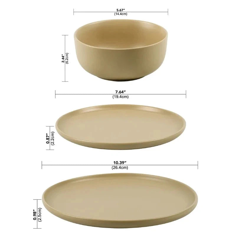 Simple and versatile, matte 12-piece earthenware dinnerware set Ohberri