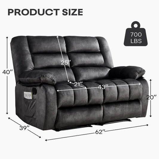 Modern Reclining Sofa with Overstuffed Arms-Grey - Ohberri