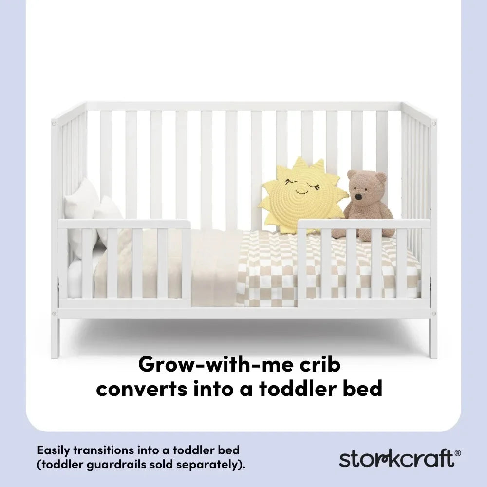 Modern 4-in-1 Convertible Baby Crib, Transitional crib with Adjustable Mattress Height - Ohberri