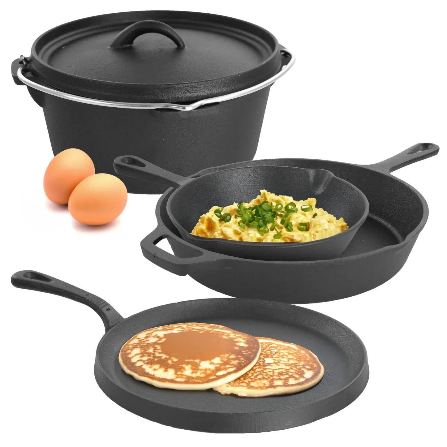 5-Piece Cast Iron Cookware Set, Non-Stick Pots & Pans for Oven, Stovetop & Grill Ohberri
