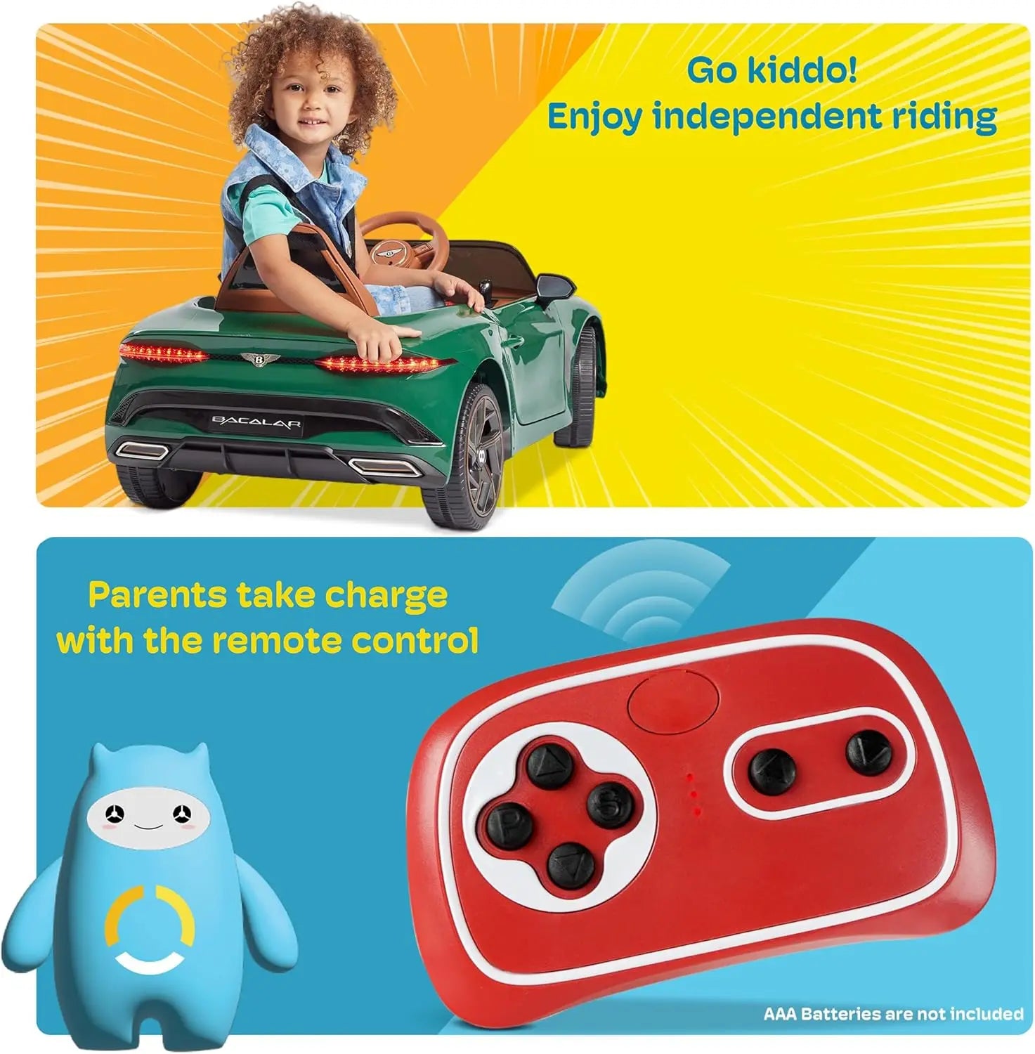 12V Battery Powered Electric Vehicle Toy w/Parent Remote Control, 3 Speeds - Ohberri