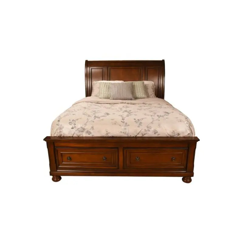 Queen 4 Piece Bedroom Set Made With Wood in Dark Walnut,For Bedoom - Ohberri