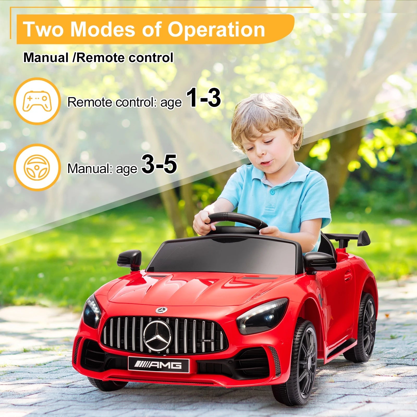 Dual Drive 12V 4.5Ah with 2.4G Remote Control Mercedes-Benz Sports Car Red Ohberri