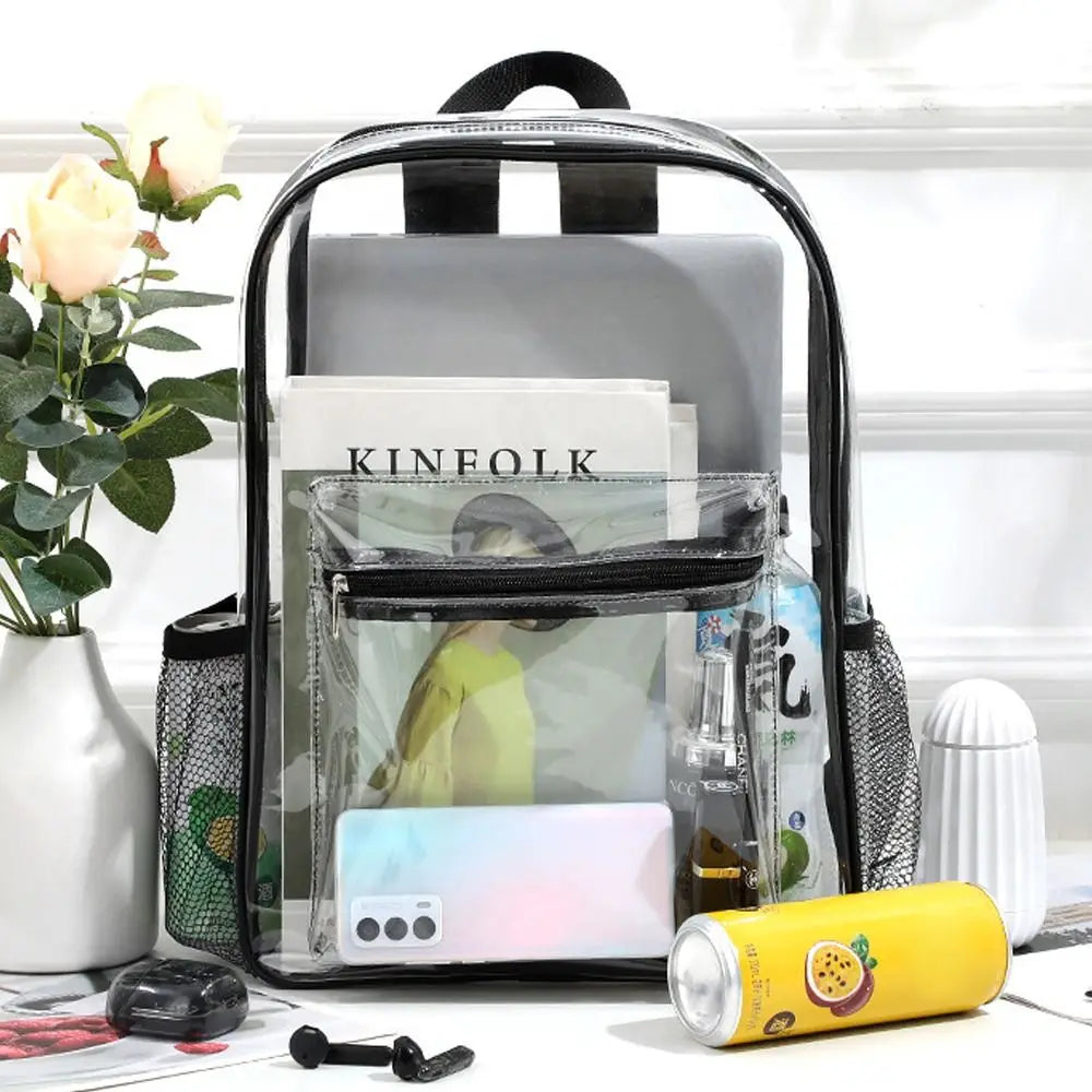 Transparent PVC Outdoor Sports Fitness Knapsack Casual Travel Visible Backpack Large Capacity Waterproof Shoulders Bag - Ohberri